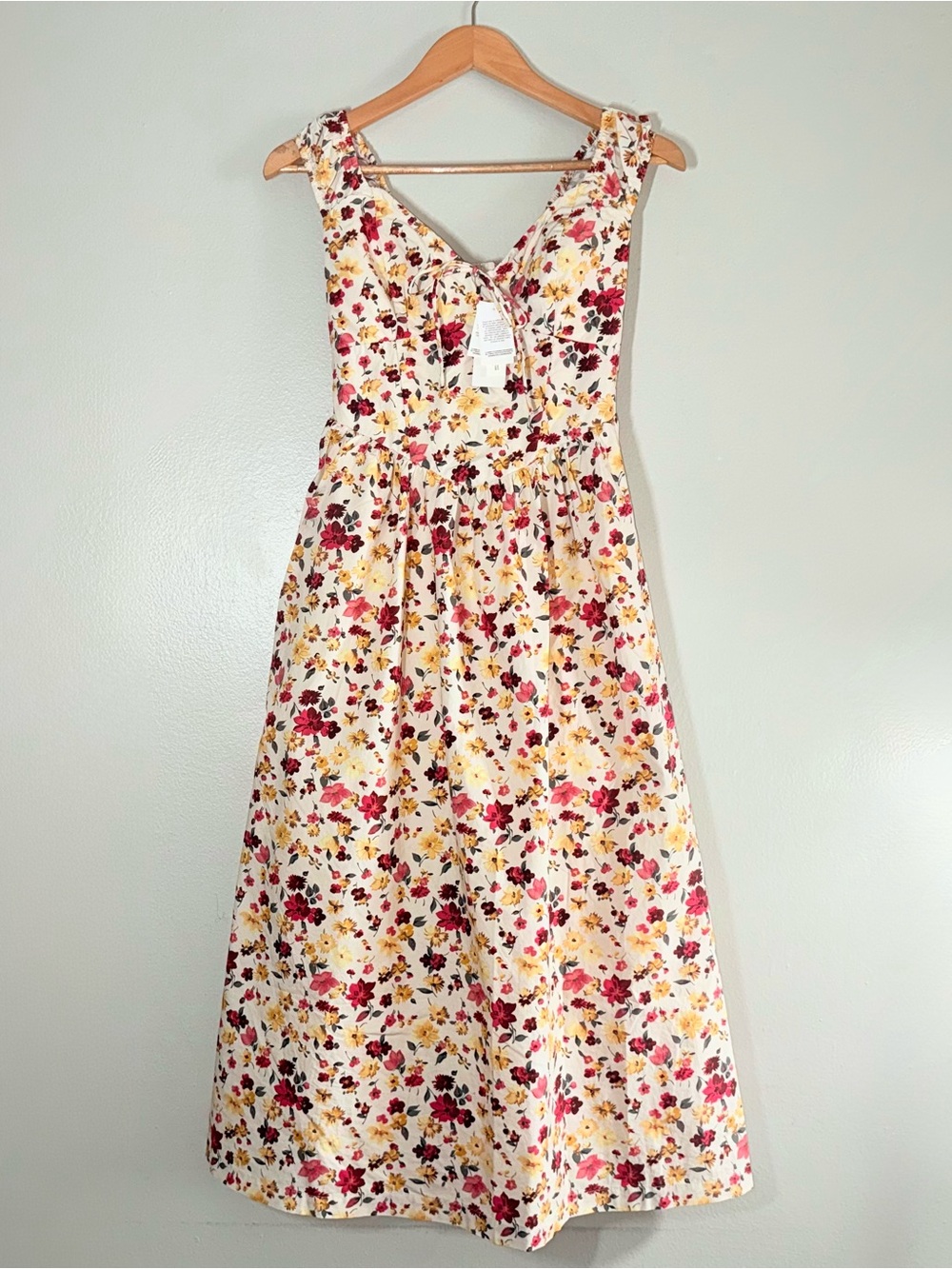 ABERCROMBIE & FITCH 100% COTTON BRA-FREE CAP SLEEVE DIPPED WAIST MIDI DRESS - Picture 2 of 8